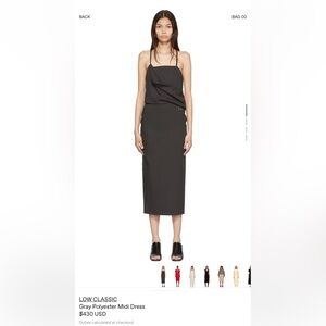 Low Classic Charcoal Gray Midi Dress